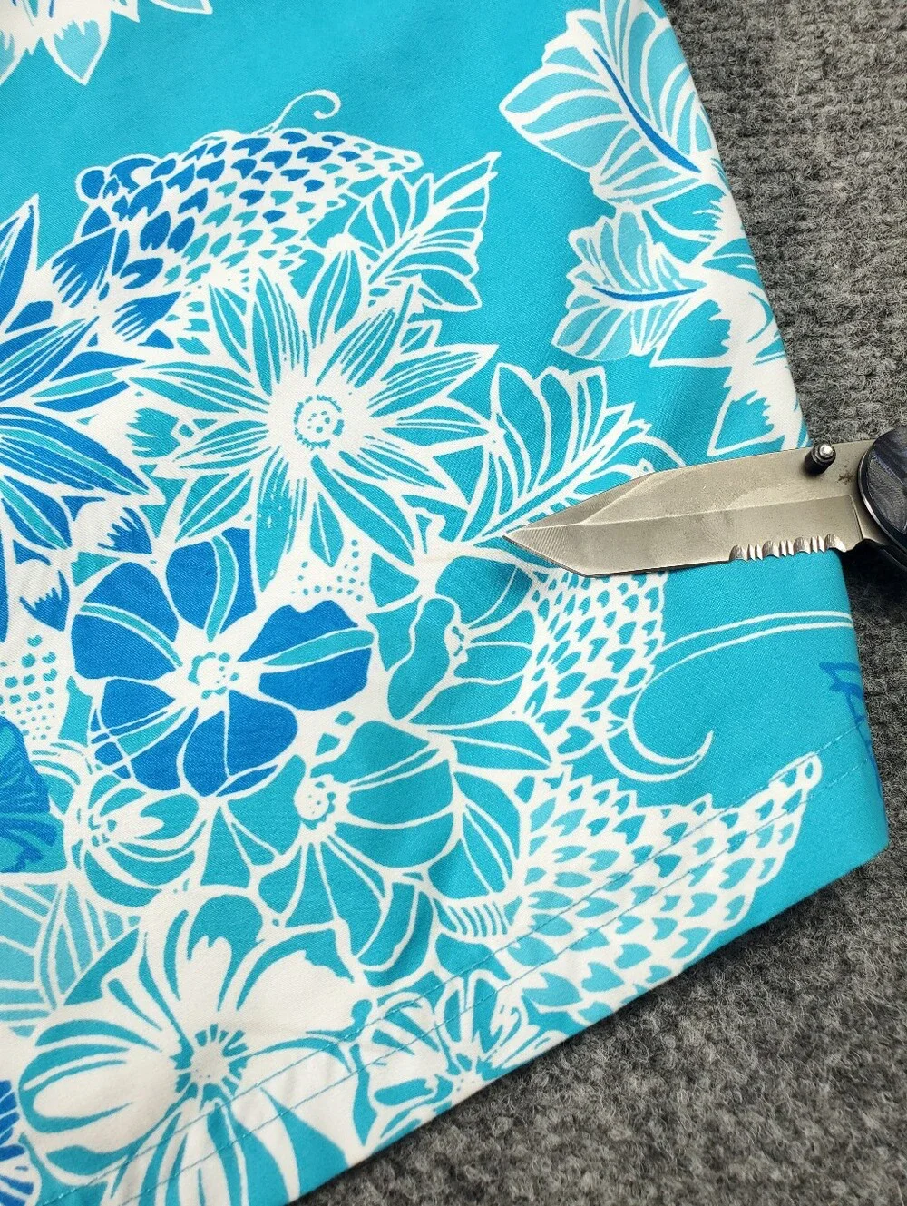 Hugo Boss Swim Trunks 2XL Floral Print Hawaiian Tropical Flowers Mesh Lined Blue